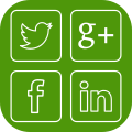 Icon containing logos for twitter, google+, facebook and linked in indicating social media - green h helps you to set up social media for effective social media marketing and engagement