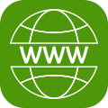 icon of www in globe indicating website - green h provides websites to meet your business needs